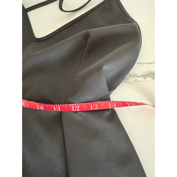 Elia Cher Strappy Black Dress Empire Waist Size Medium Black Zip Up - Picture 11 of 12